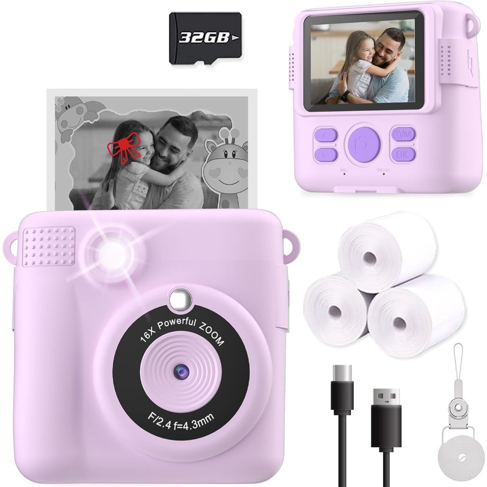 Kids Toys Videos - Câmera de impressão instantânea para crianças,