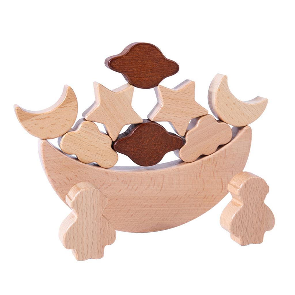 Wooden Blocks Stacking - Brinquedos Montessori Blocos de Empilhamento em