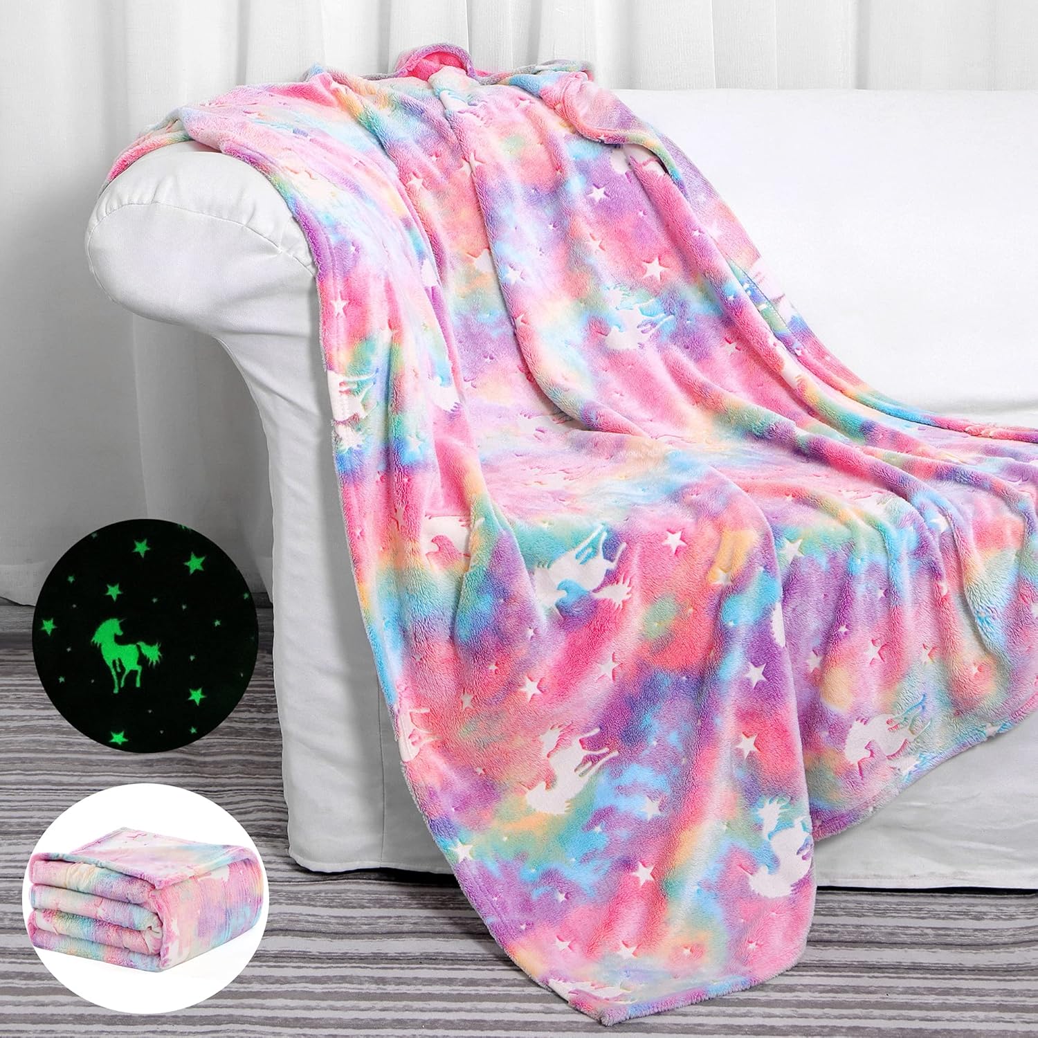 Glow In Dark Stars - Cobertor de unicórnio que brilha no