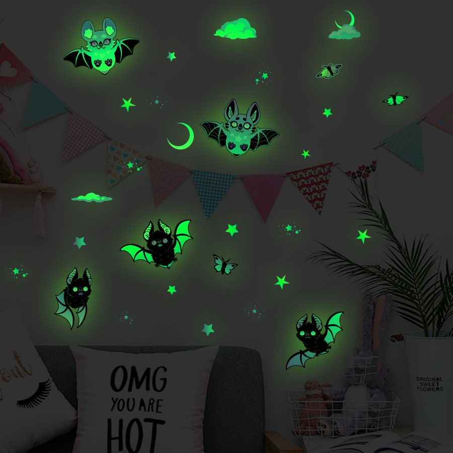 Glow In Dark Stars - Adesivos para janela de morcego e
