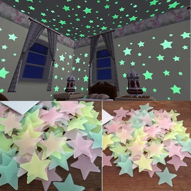 Glow In Dark Stars - 100pcs Adesivos de Estrelas Fluorescentes que