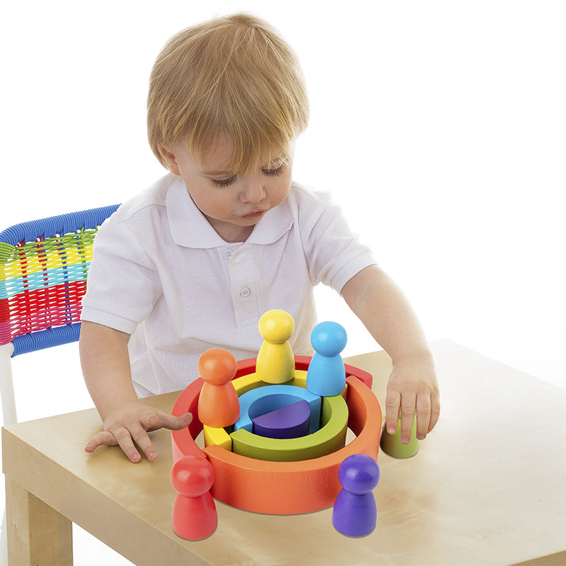 Diy crianças de madeira arco-í - Wooden Blocks Stacking avaliação e preço