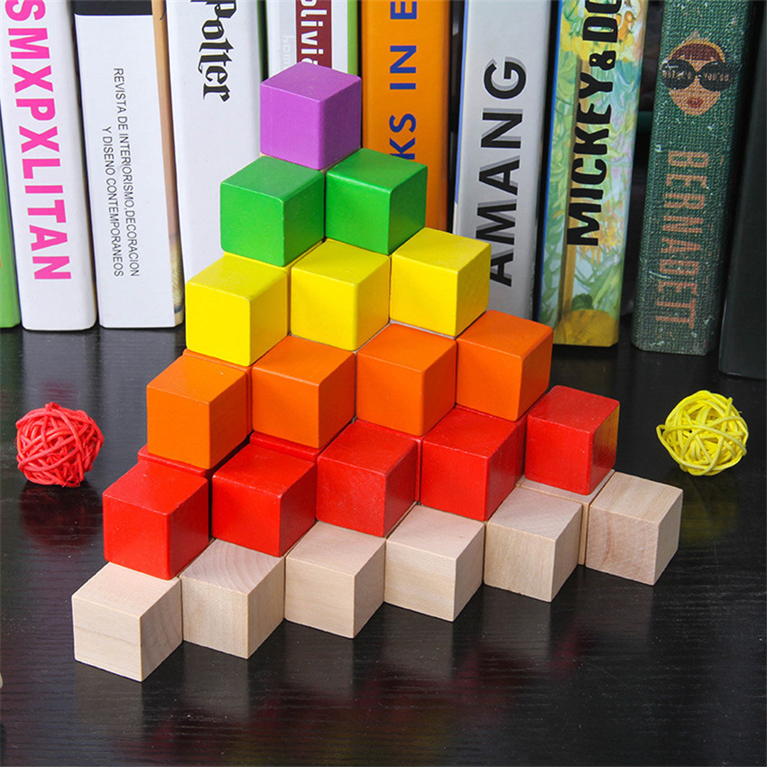 30 Peças/Lote Cubos de Madeira - Wooden Blocks Stacking avaliação e preço