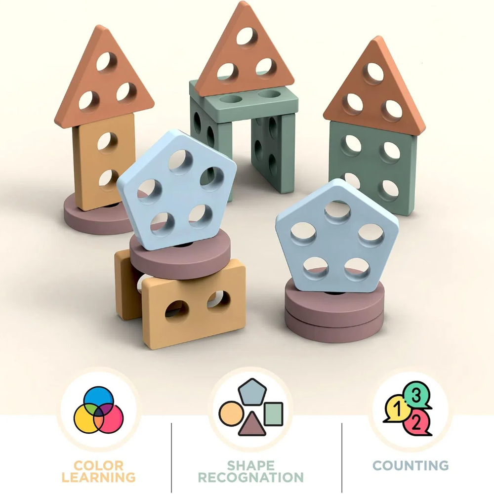 Brinquedos montessori para mai - Wooden Blocks Stacking avaliação e preço