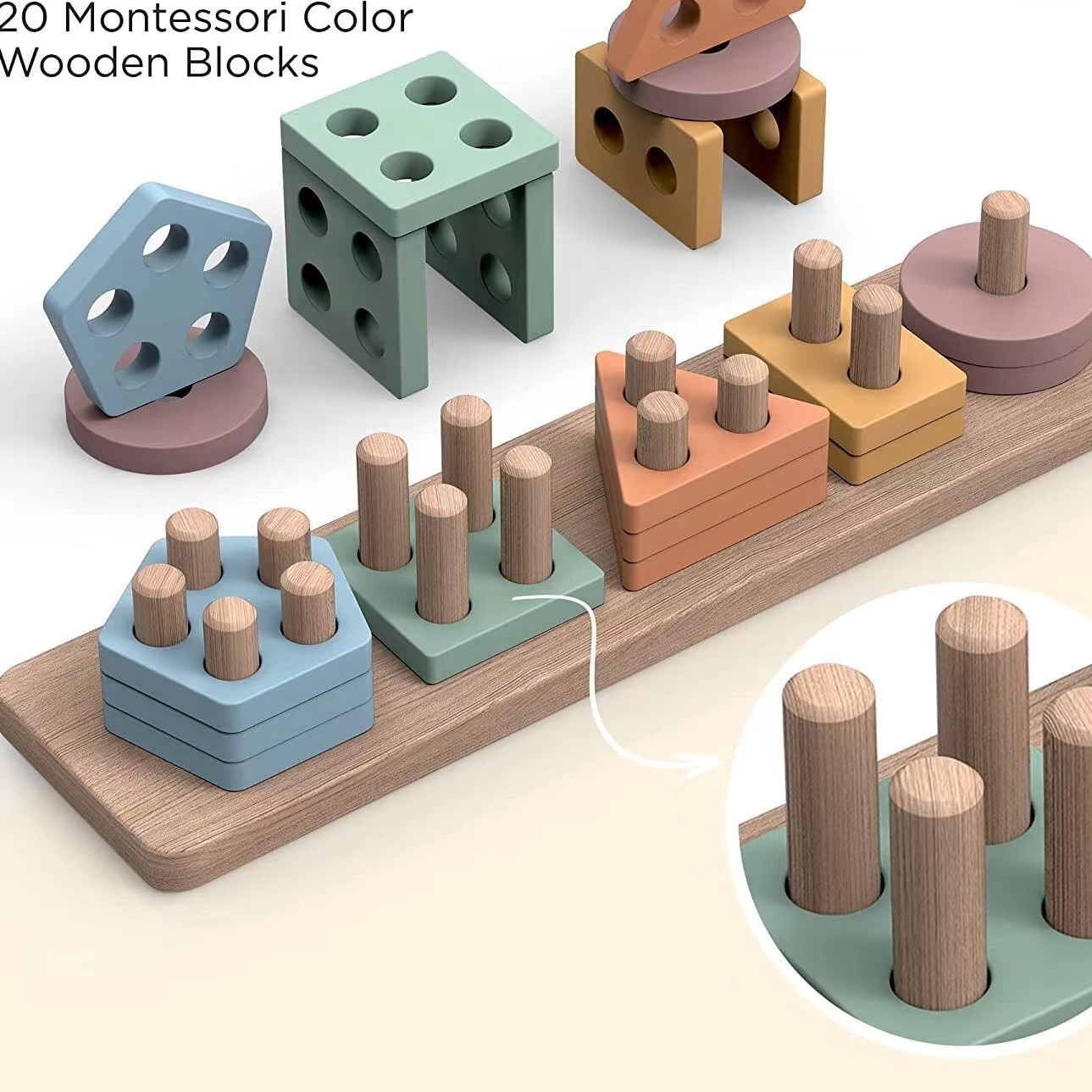 Brinquedos montessori para mai - Wooden Blocks Stacking avaliação e preço